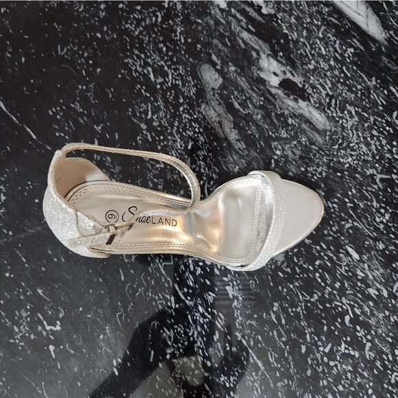 BRAND NEW SHOE LAND SHIMMER GLITTER  HIGH HEEL STILETTO ROUND TOE SANDAL - Picture 15 of 16